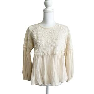 Sundance Womens Semi Sheer Blouse Size Small Coquette Peasant Ethereal Silk